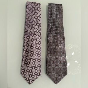 2 Men's Zegna Patterned Pink and Gray Silk Ties in Excellent Preloved Condition
